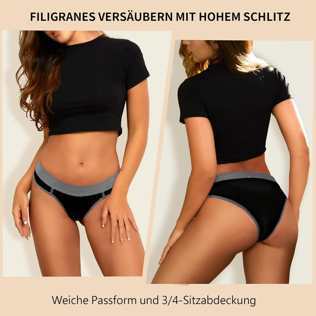 PHOLEEY 5er Pack Slips Damen Baumwolle Unterhosen Unterwäsche Frauen Atmungsaktiv Weich Bequem Slip