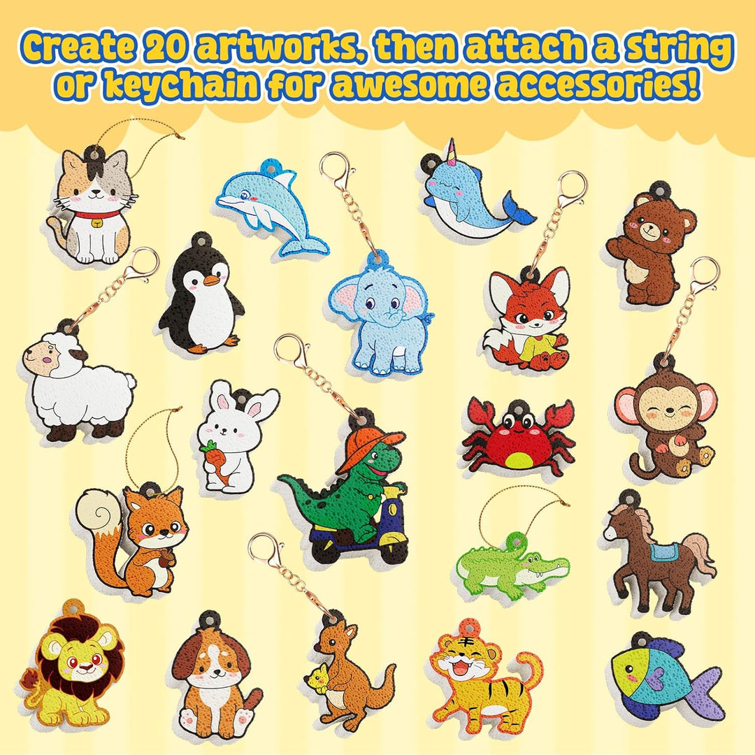 JoyCat 3D Kunst-Set, Tier Magic Puffy Paint Set, Schmutzfreie Malset Bastelset für Kinder, Kreative
