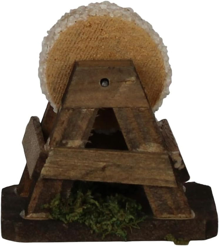 ZICOM Krippenzubehör Schleifstein 4,5x3x5cm Holz – Detaillierter Miniatur-Schleifstein für Krippen