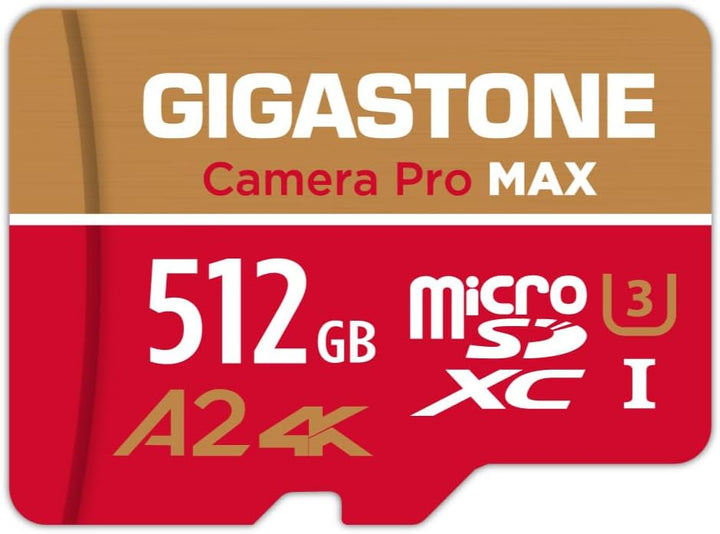 [5 Jahre kostenlose Datenwiederherstellung] GIGASTONE 512GB Micro SD Karte, Kamera Pro MAX, bis zu 1