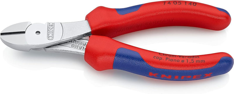 Knipex Kraft-Seitenschneider verchromt, mit Mehrkomponenten-Hüllen 140 mm 74 05 140 verchromt 140 mm