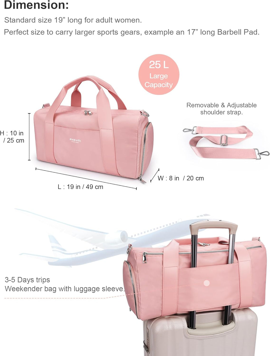 19 Zoll Sporttasche Reisetasche für Damen und Herren,wasserdichte Handgepäcktasche,Trainingstasche f