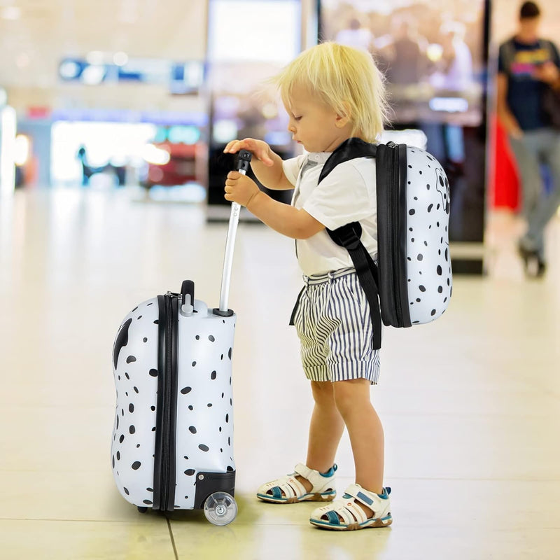 COSTWAY 2tlg Kinderkoffer + Rucksack, Kindertrolley aus Kunststoff, Kindergepäck, Kinder Kofferset H