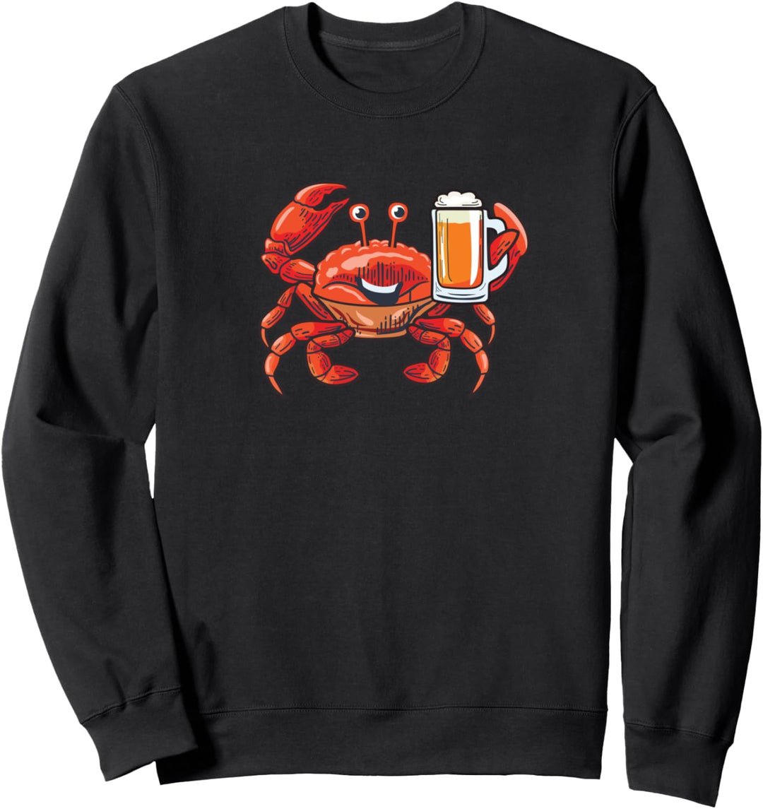 Lustige Krabbe trägt Bierkrug Comic Sweatshirt
