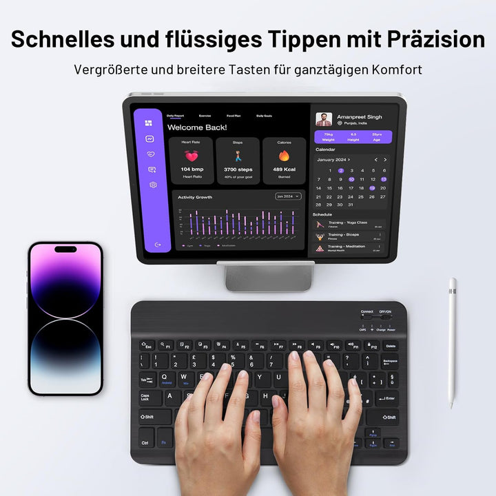 WALWALO Tastatur Hülle für iPad A16 11. Generation 2025 11 Zoll - Magnetische Abnehmbare Keyboard, S