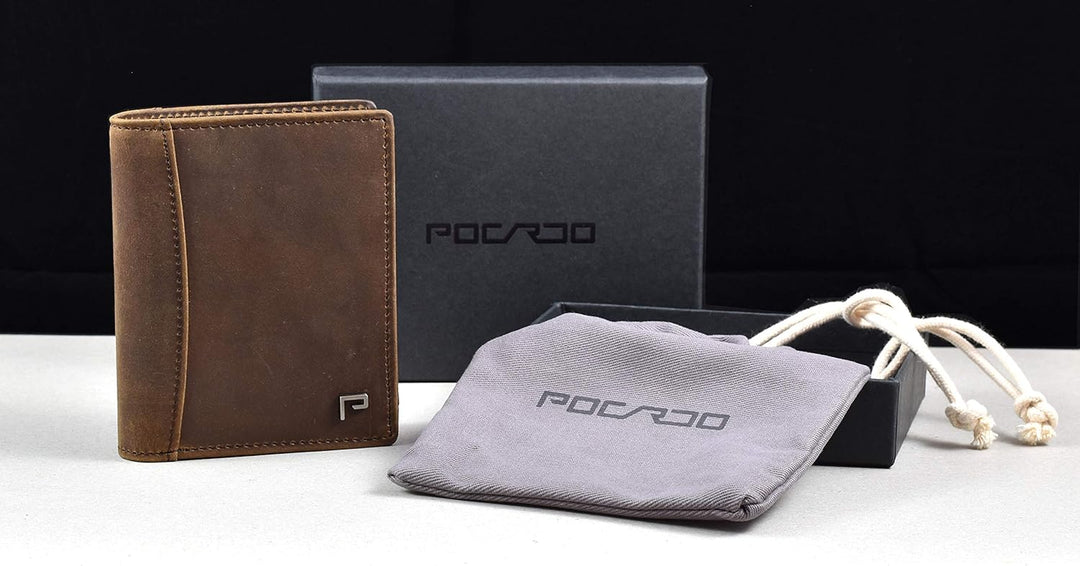 Portmonee Männer | Geldbörse Leder Herren RFID Schutz | mit Münzfach [Used-Look Vintage braun] Crazy