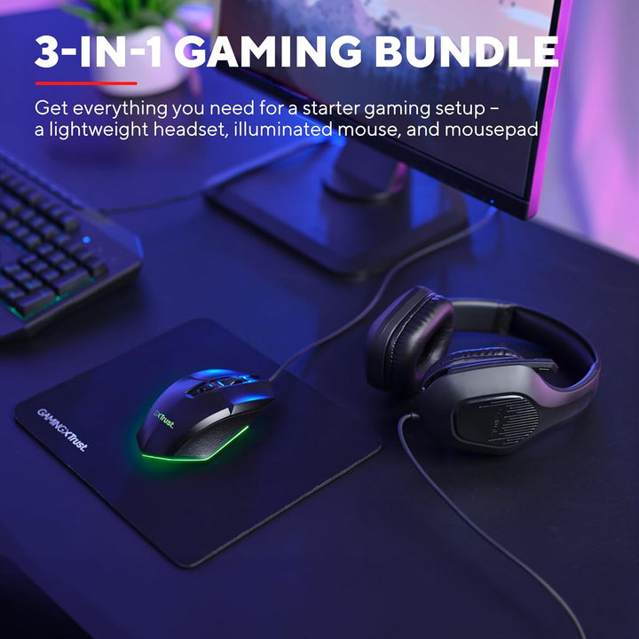 Trust Gaming GXT 790 Tridox Gaming PC Set - Leichtes Headset mit 50-mm-Treiber und 3,5-mm Klinke, Pr