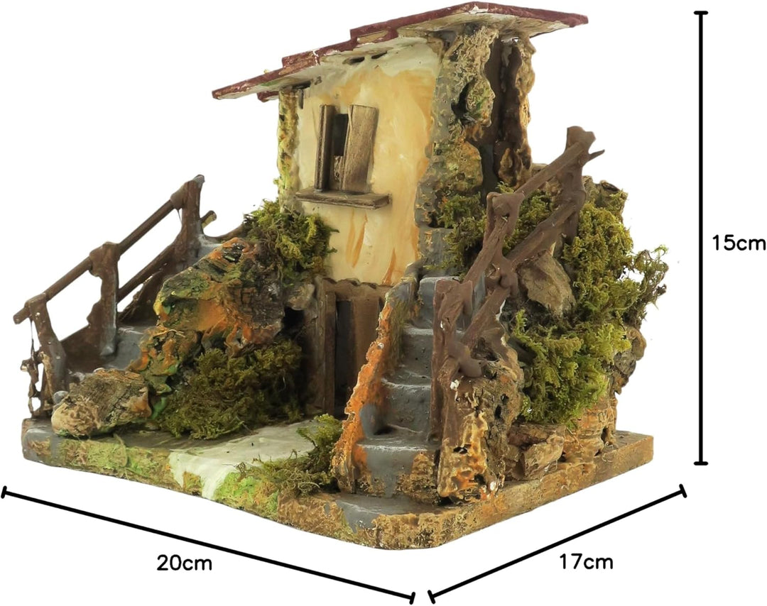 BERTONI Rustikales Haus aus Holz mit Doppeltreppe, Holz, Mehrfarbig, Einheitsgrösse