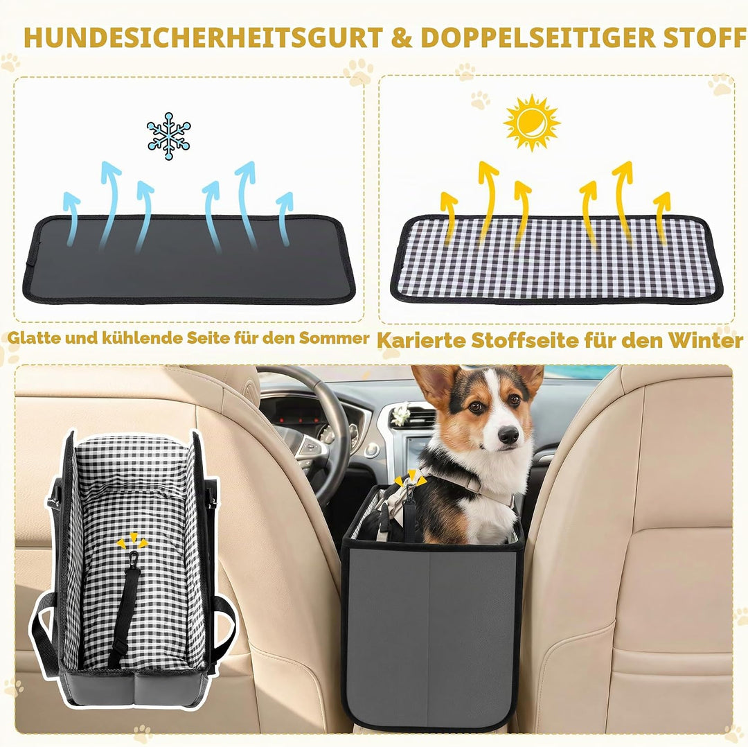 Hundesitz Auto für kleine Hunde – Wasserdichter Mittelkonsole Haustier Autositz Reise Booster Trageb
