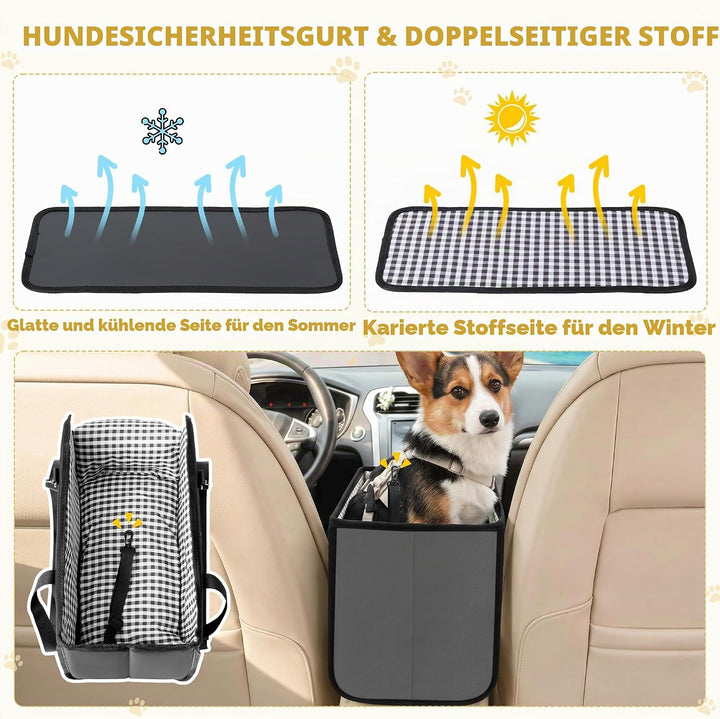 Hundesitz Auto für kleine Hunde – Wasserdichter Mittelkonsole Haustier Autositz Reise Booster Trageb