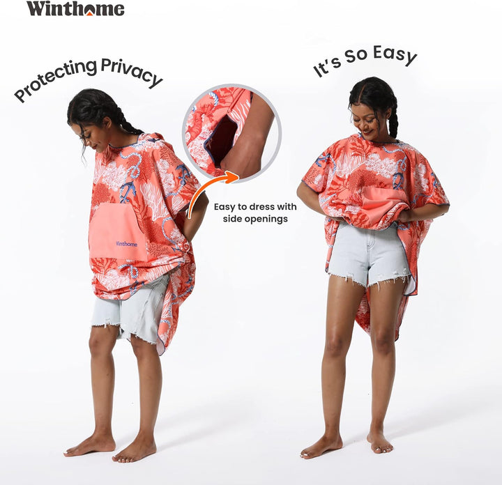 Winthome Poncho Schnelles Trocknen, Badeponcho Strand Umziehhilfe, Surf Poncho Leichtgewicht mit Tas