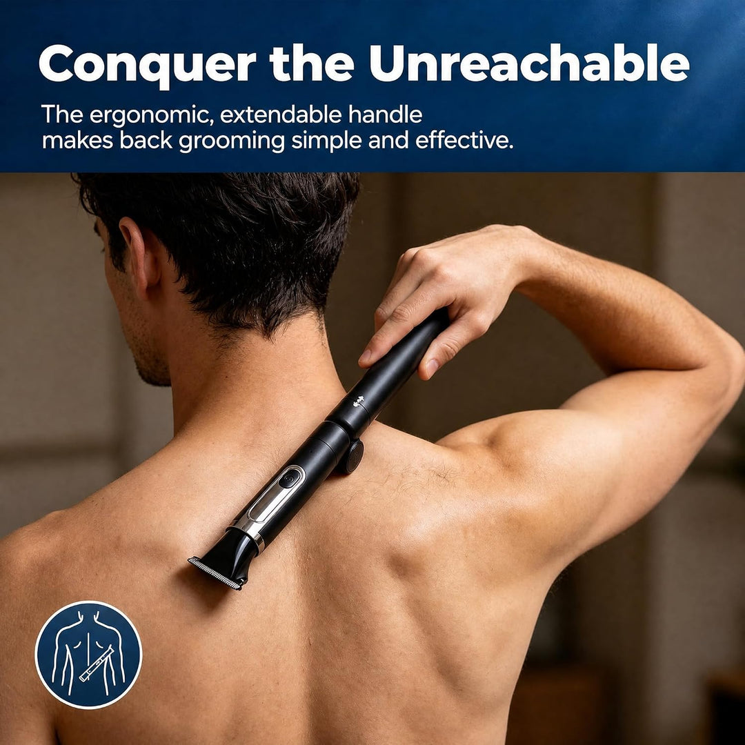 Rückenrasierer Elektrisch Herren 5-in-1 Körpertrimmer, Body Groomer Set | mit Ausziehbarem Arm, Wass