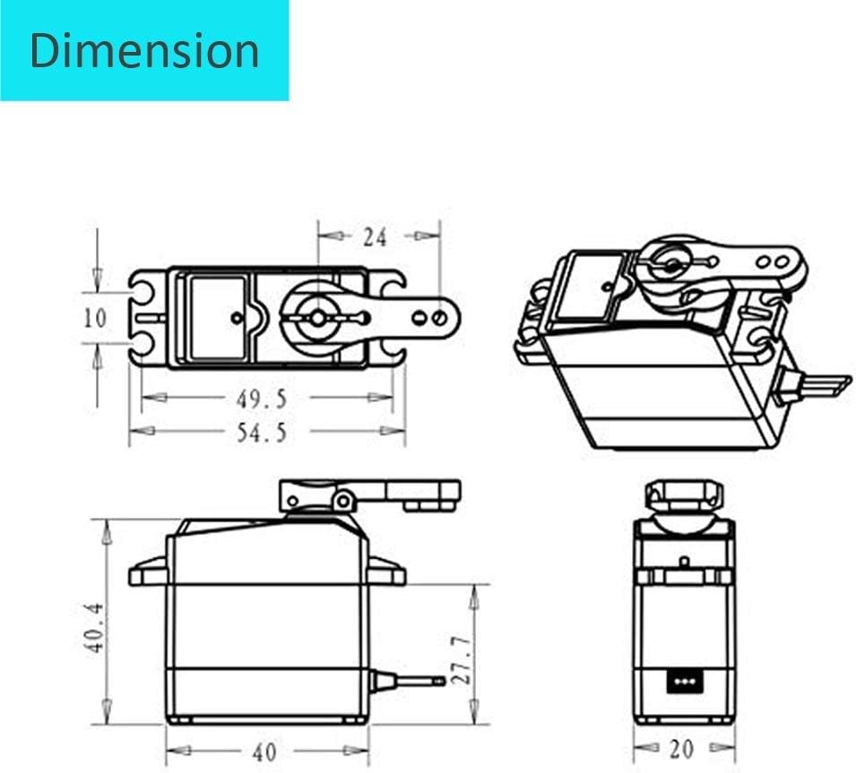 YUNIQUE DEUTSCHLAND Full Metal DS3225 Digital Servomotor 25KG Servo für LKW, Radfahrer 25T für Rennw