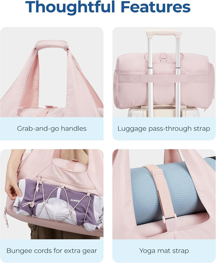 BAGSMART Sporttasche für Damen, leichte Reisetasche mit Schuhfach, Weekender mit Nassfach, Workout-Y