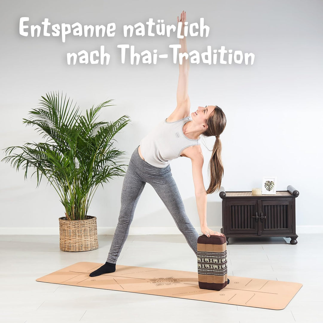 livasia Block Yogakissen eckig, Meditationskissen mit Kapok, Stützkissen Bolster rechteckig, Yoga Pi