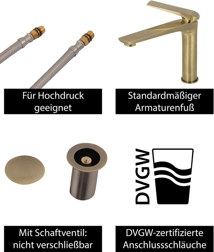 AquaSu 77005 7 Orva Waschtischarmatur, Bronze-Mittelhoch Bronze - Mittelhoch