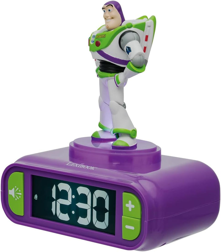 Lexibook, Disney Toy Story Buzz Lightyear, Digitaler Wecker, 3D-Nachtlicht-Figur, Soundeffekte, Hint