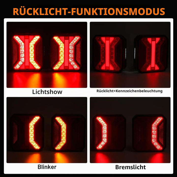 2 Stück Anhänger Rücklichter, IP65 12 V/24 V Superhell Wasserdicht Blinker Bremse Rückwärtsgang Nebe