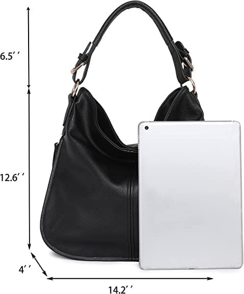 Wrangler by Montana West Ledertasche, Hobo-Schultertasche für Damen, grosser Tragegriff Schwarz, Sch