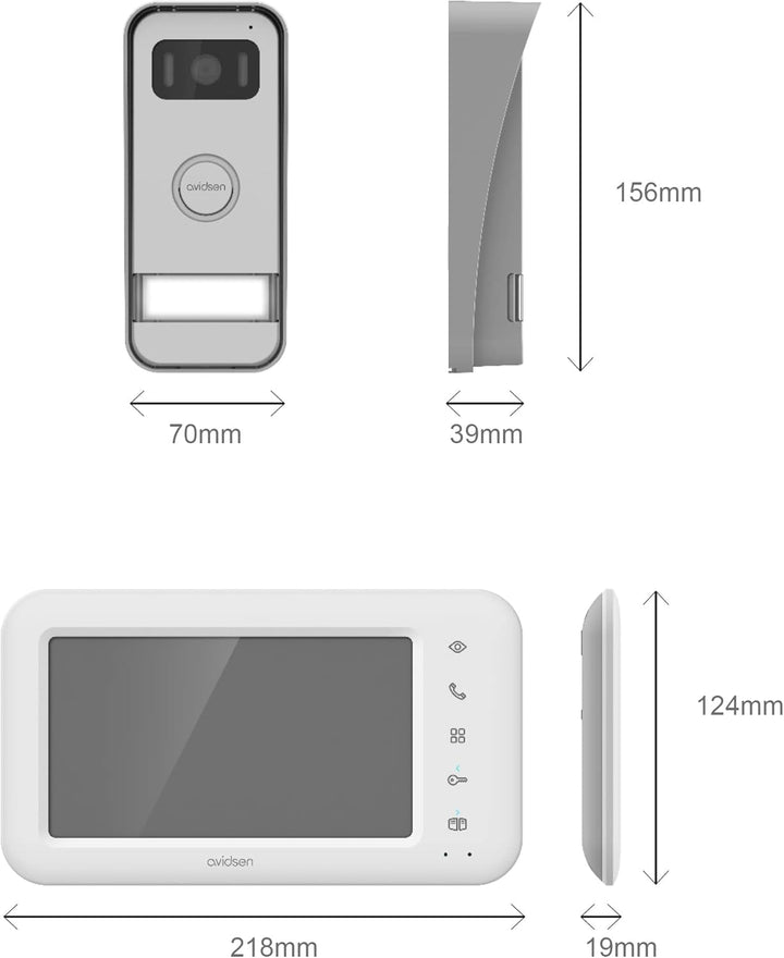 Avidsen Home Elia Smart 2 kabelgebundene Video-Türsprechanlage, 2-Draht-System, 7" Bildschirm, WiFi