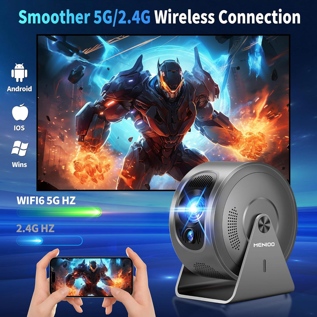 [Integrierte App] Mini Beamer Unterstützt 4K 1080P 2026, Projektor Auto Fokus und Trapezkorrektur, 3