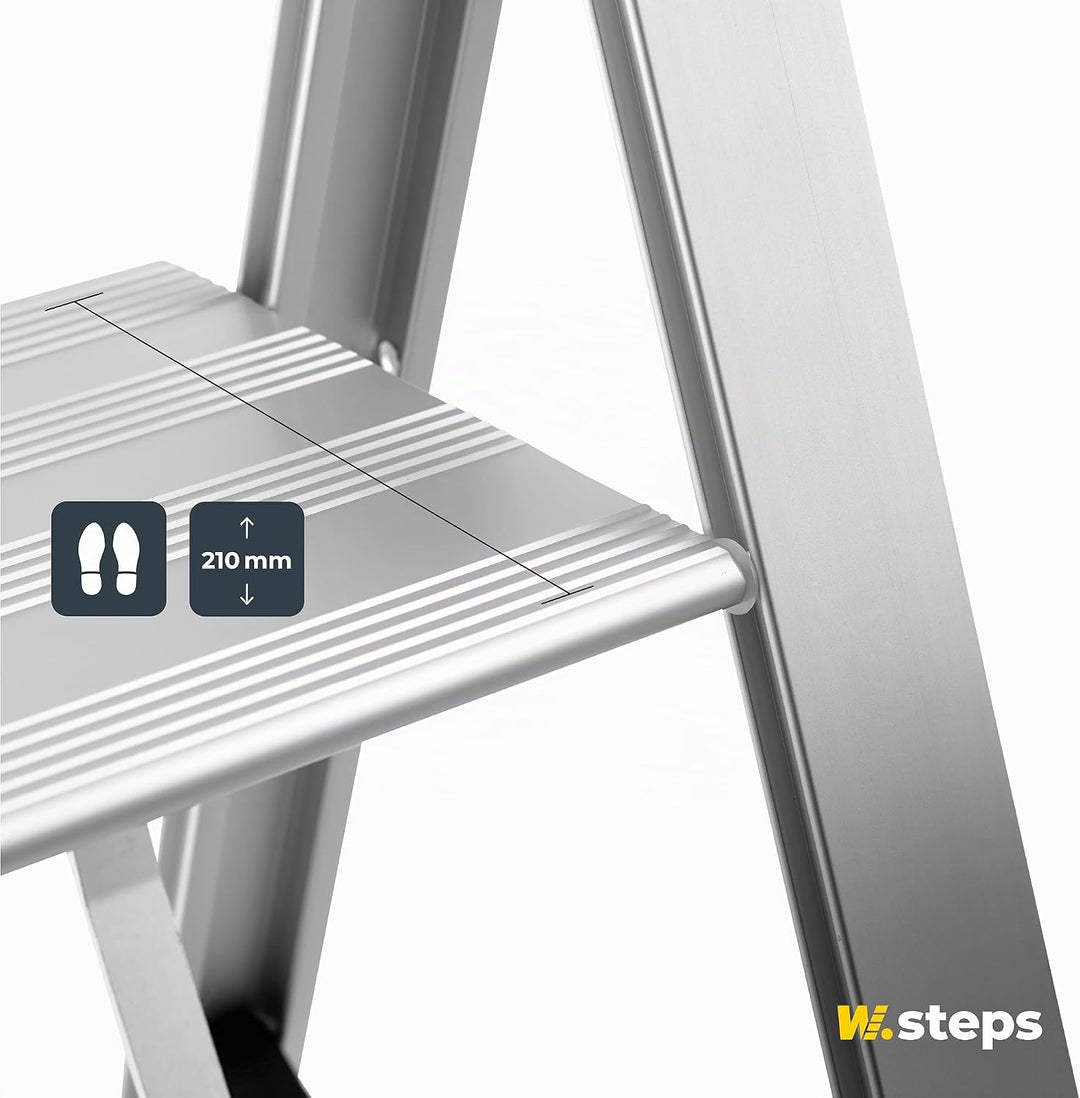 Alu Trittleiter Vikingstep Mini von WIBE LADDERS I 480mm hoch I Belastbar bis 150kg I Kompakte Alumi