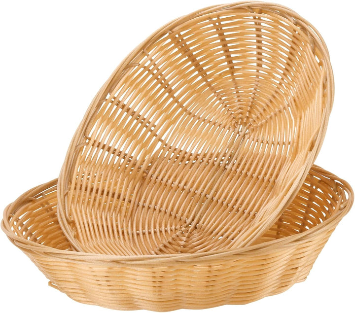 12 Stück Brotkorb Geflochten, Weidenkorb oval, 23x15x6,5cm, Kunststoffgeflecht Aufbewahrungskorb, st