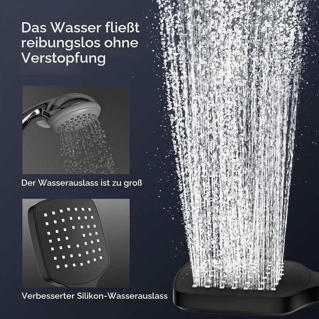 HOMELODY Duscharmatur mit Thermostat &amp; Duschablage - Duscharmatur Komplettset Schwarz mit Handbrause