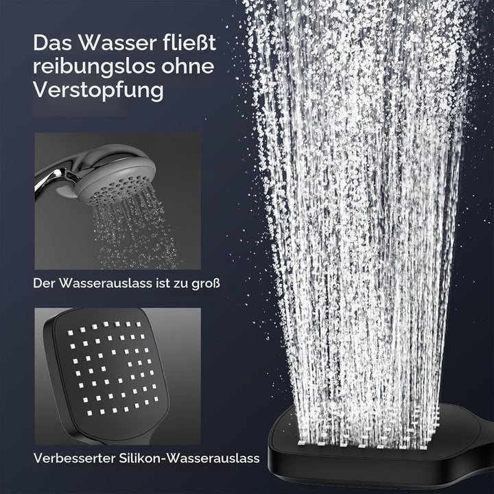 HOMELODY Duscharmatur mit Thermostat &amp; Duschablage - Duscharmatur Komplettset Schwarz mit Handbrause