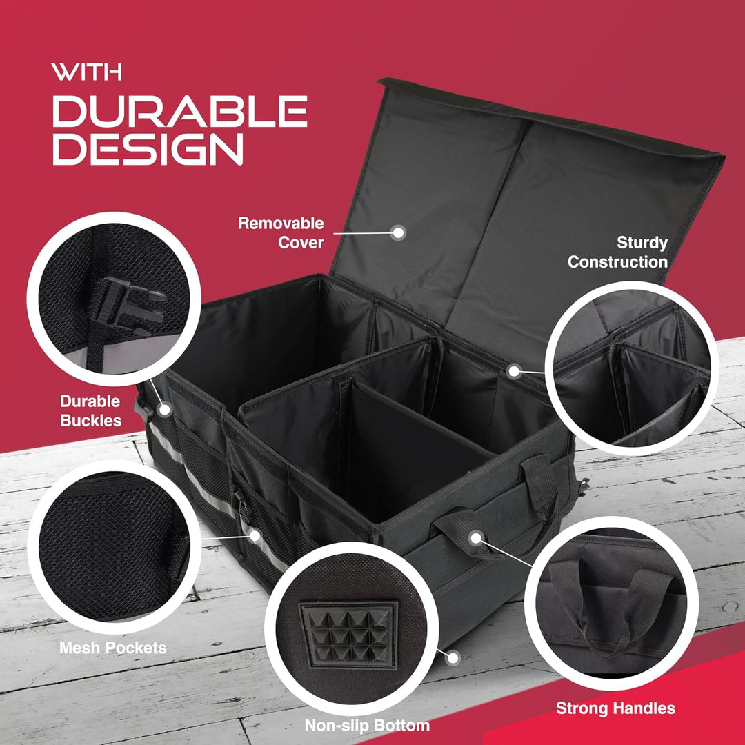 Faltbarer Kofferraum-Organizer Gross, strapazierfähiges 600D Oxford & 210D Polyester, tragbare Koffe