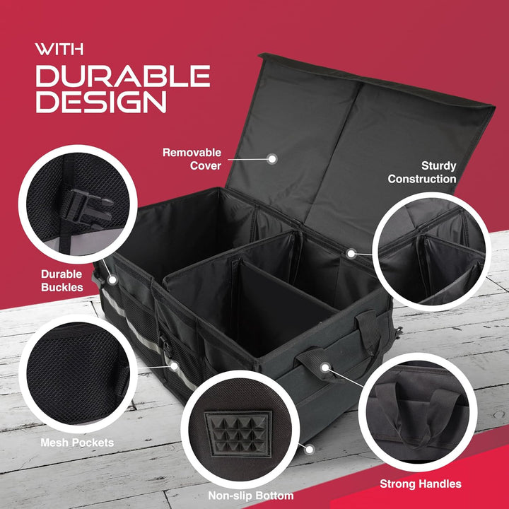 Faltbarer Kofferraum-Organizer Gross, strapazierfähiges 600D Oxford & 210D Polyester, tragbare Koffe