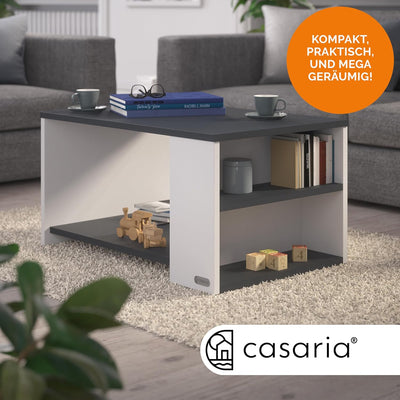 Casaria® Couchtisch Ablage Fächer Stauraum 90x59x48cm Kratzfest Holz 50kg Belastbarkeit Modern Wohnz