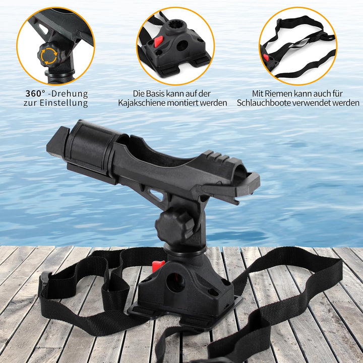 Angeln Boot Rutenhalter mit Halterung - 360 Grad einstellbar für Angelruten - Ideal für Angelboote u