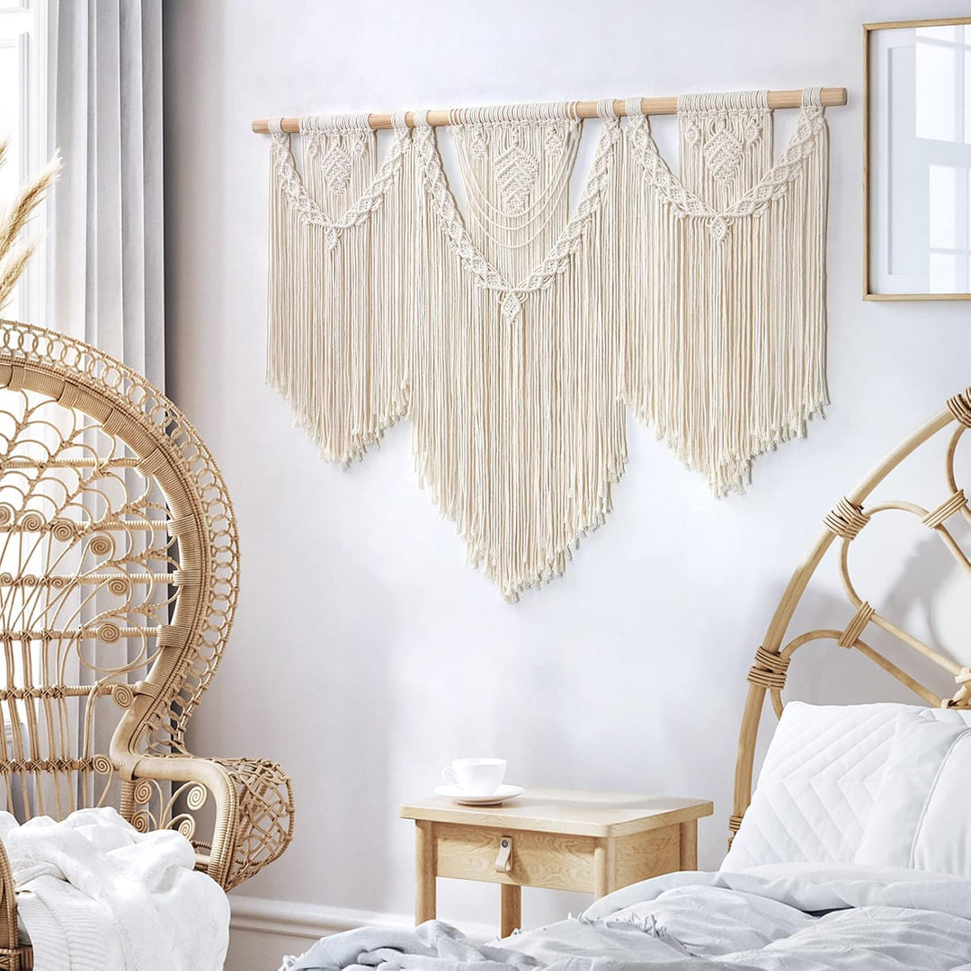 Dremisland Makramee Wandbehang Grosser Boho Gewebter Wandteppich Blatt Quaste Wand Tapisserie Böhmis