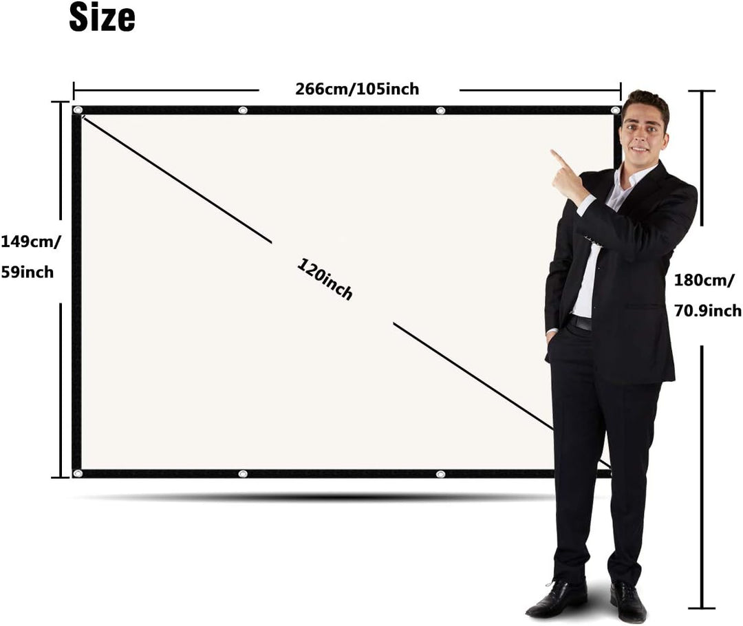 Projektion Leinwand 120 Zoll, Tragbare Projektion sfläche mit 16: 9 HD 4K-Bildschirm für Heimkino-He