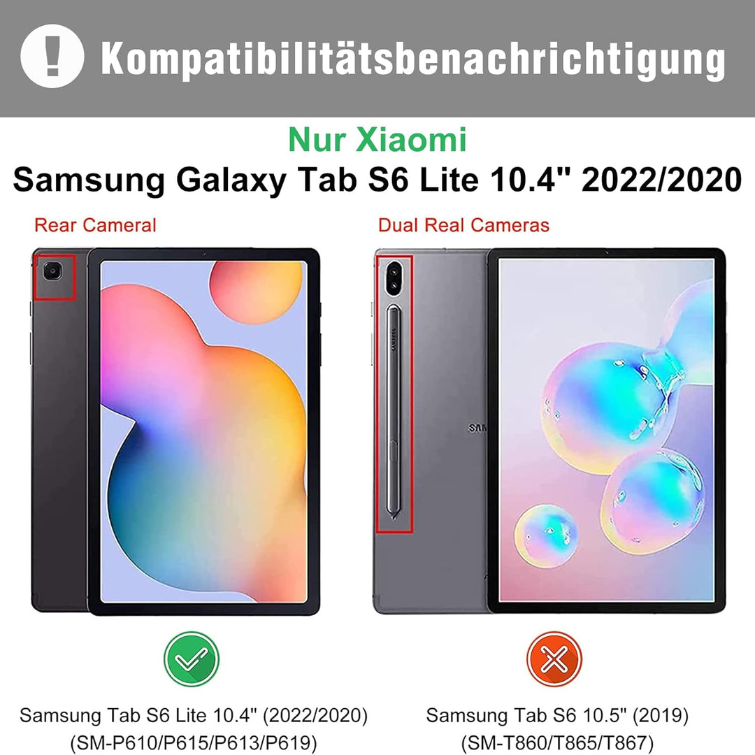 Zabatoco Samsung S6 Lite Table Hülle mit Tastatur (Deutsches QWERTZ) Abnehmbarer magnetischer Blueto