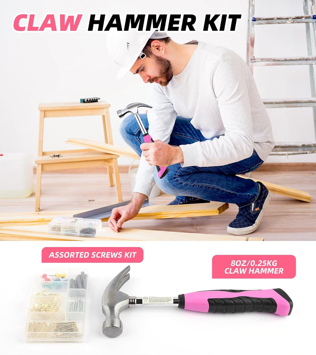 DOWELL Pinkes Werkzeugset für Damen, Mädchen, Damen, Haushaltswerkzeug-Set mit 35,6 cm Werkzeugtasch