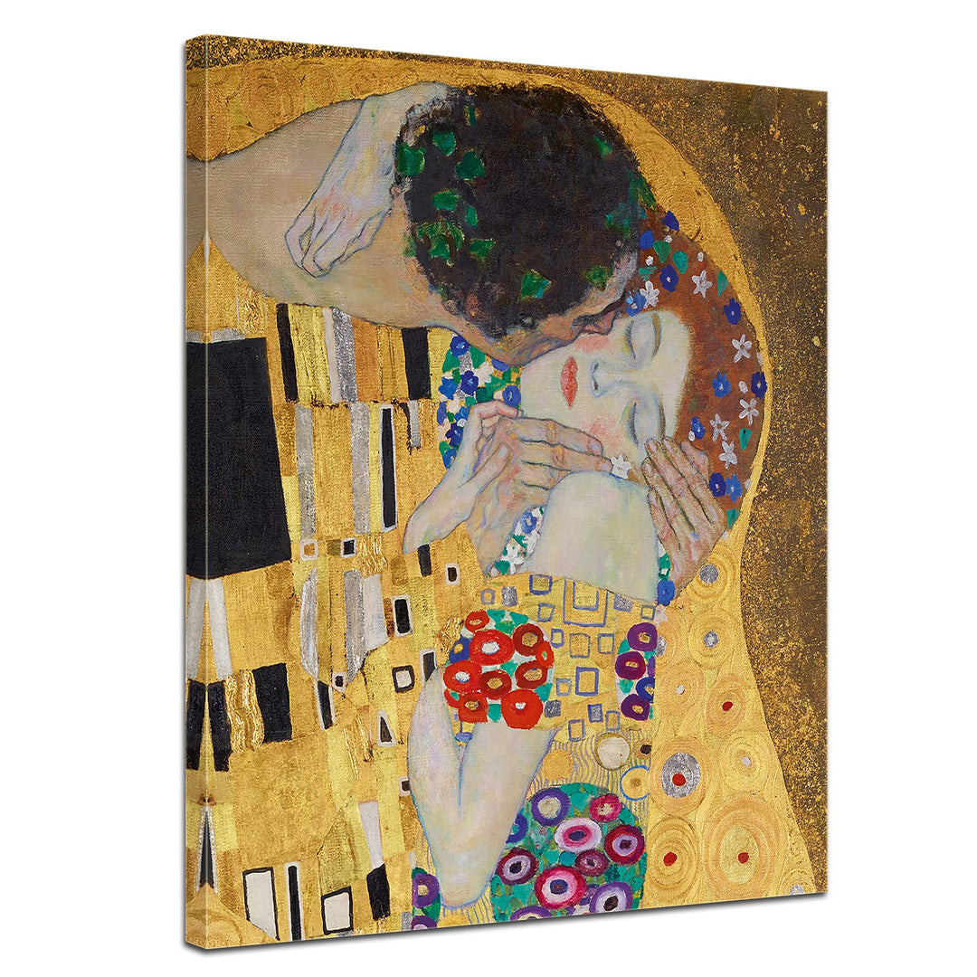 Bilderdepot24 Bild auf Leinwand | Gustav Klimt - Der Kuss in 50x60 cm als Wandbild | Wand-deko Dekor