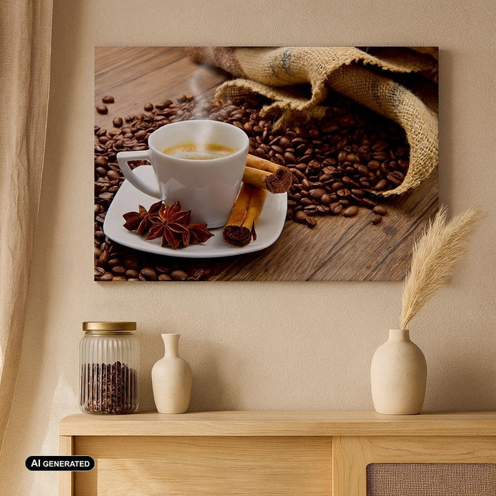 Bilder auf Leinwand Kaffee schwarz Frühstück Schokolade Leinwandbild 70x50cm Wandbilder Dekoration W