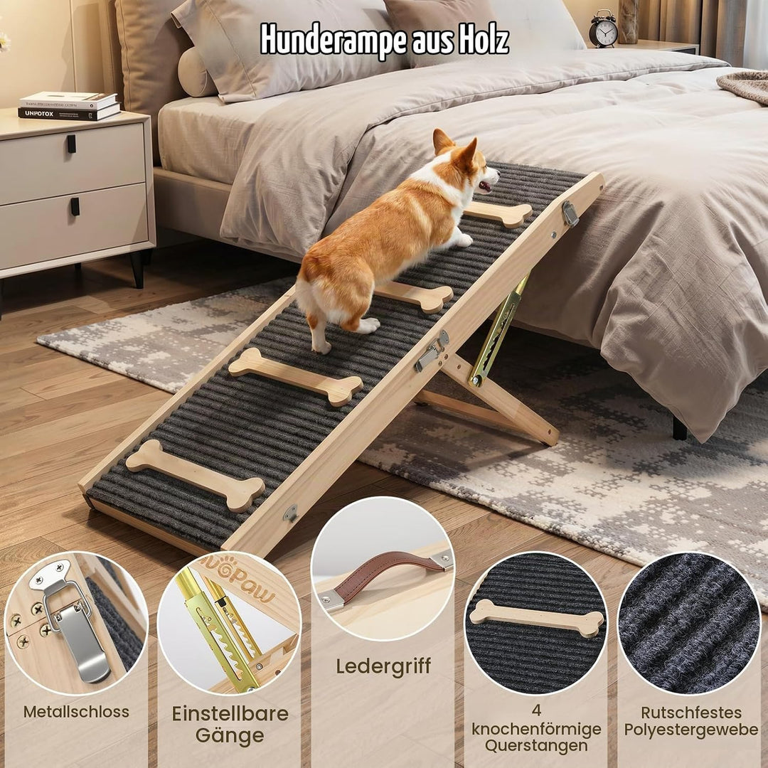 VavoPaw Hunderampe für Sofa und niedrige Möbel, Rampe für Kleine Hunde bis 15 kg, 7 Einstellbar Höhe