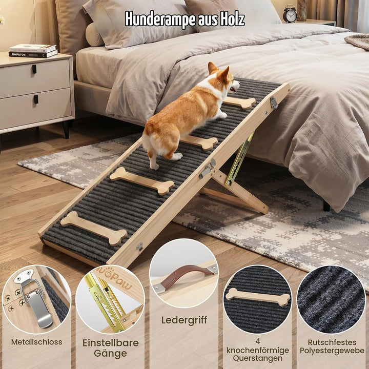 VavoPaw Hunderampe für Sofa und niedrige Möbel, Rampe für Kleine Hunde bis 15 kg, 7 Einstellbar Höhe