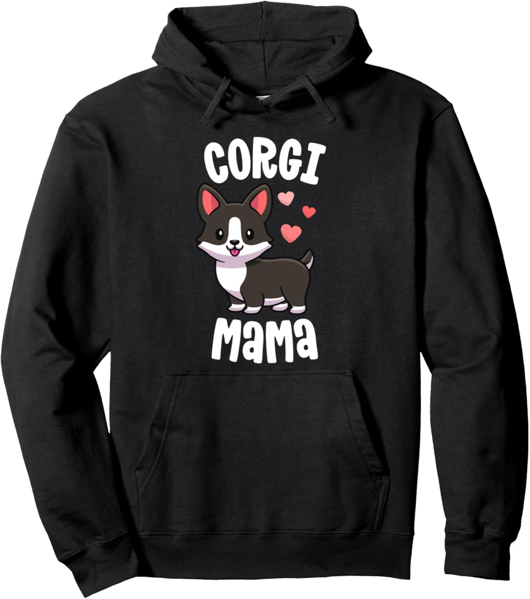Corgi Mom Shirts For Women Dog Mama Black Brindle Corgi Pullover Hoodie