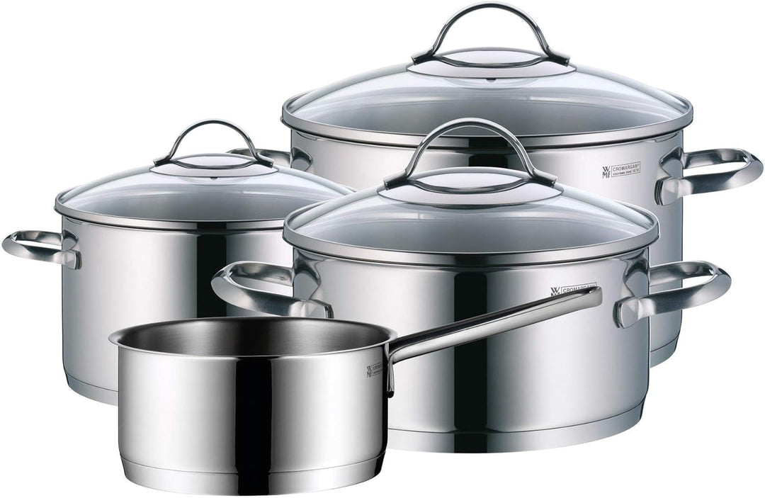 WMF Provence Plus Topfset Induktion 4-teilig, Kochtopf Set mit Glasdeckel, Cromargan Edelstahl polie