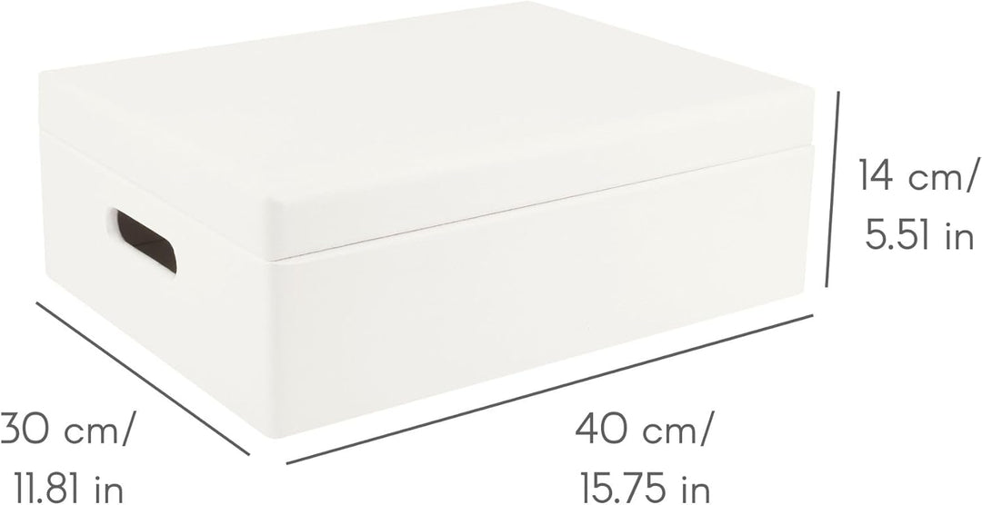 Creative Deco XL Weiss Grosse Holzkiste mit Deckel Ostern | 40x30x14 cm (+/-1cm) | Erinnerungsbox Ba