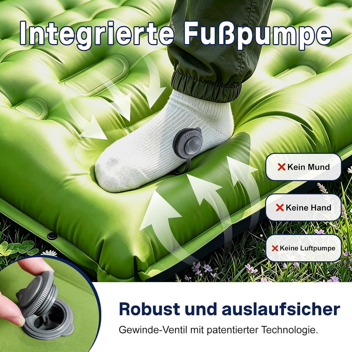 Isomatte Camping, 12 cm Hoch Aufblasbare Luftmatratze mit Integrierten Kopfkissen, Ultraleicht Campi