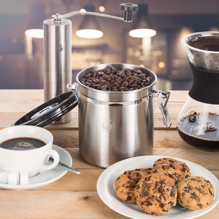 Coffee Fox Vakuum Kaffeedose Teedose Vorratsdose - Vorratsbehälter Vakuumdose mit Aroma-Deckel Luftd