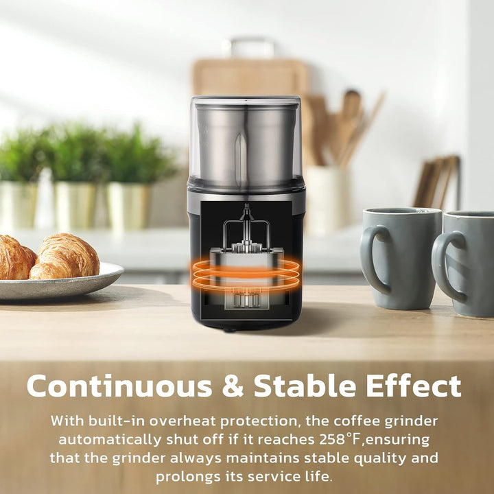 KYG Kaffeemühle Elektrisch mit 1 Abnehmbarer Edelstahlbehälter, 300W Kaffeebohnenmühle elektrisch, G
