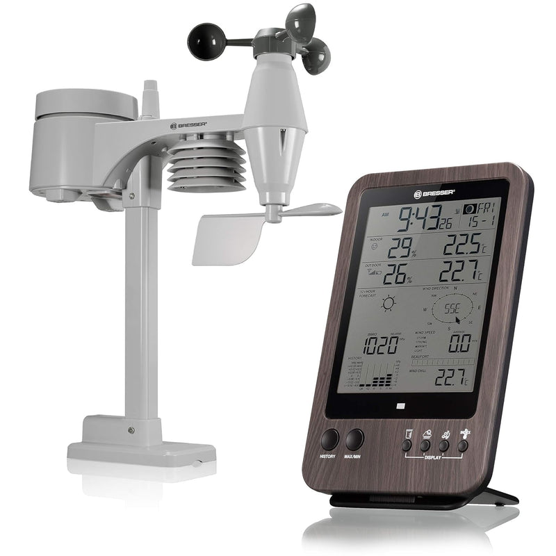 Bresser Wetterstation Funk mit Aussensensor Wetter Center 5-in-1,