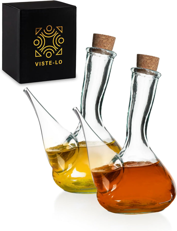 Artisan Glas Weinkrug. 2 Weinausgiesser aus Glas 250 ml. Kristall porron. weinausschenker spender de