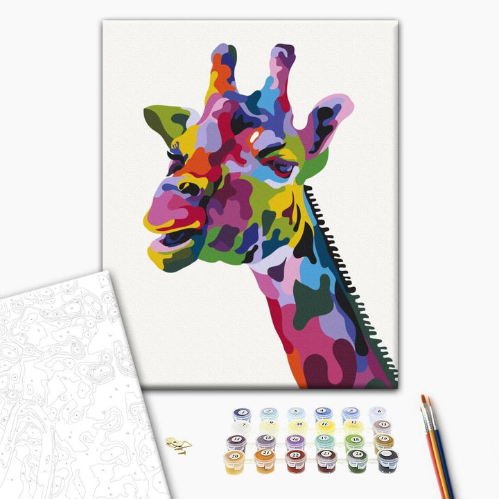murando - Malen nach Zahlen Giraffe bunt 40x60 cm Malset mit Holzrahmen auf Leinwand für Erwachsene